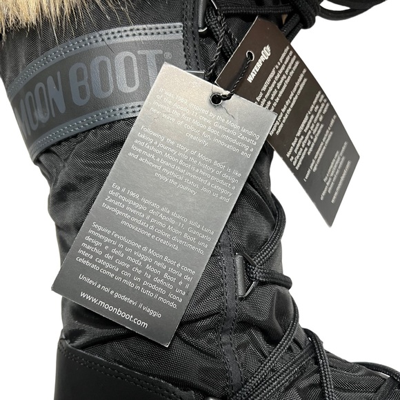 MOON BOOT Monaco WP 2 Faux Fur Collar Tall Boot in Black Women’s Size 5.5 - Picture 11 of 14